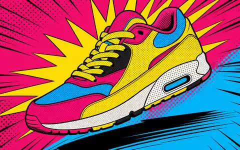Zalando SE (DE000ZAL1111) – Sneaker im Pop-Art-Stil mit Halftone-Punkten, knalligen Farben und Comic-Speedlines - Foto: THN