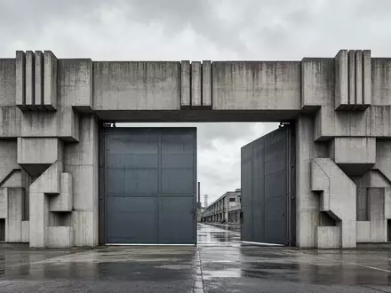 RENK Group AG DE000RENK730 – Brutalistisches Industriewerkstor aus Sichtbeton mit klaren geometrischen Linien - Foto: THN