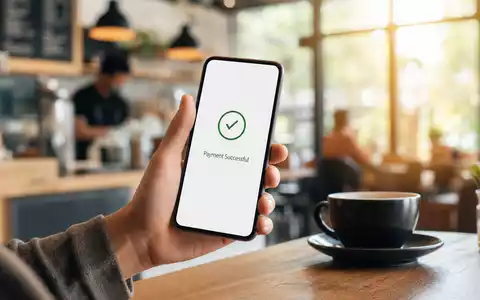 PayPal Holdings Inc (US70450Y1038) zeigt mobiles Bezahlen per Smartphone im modernen Café - Foto: THN