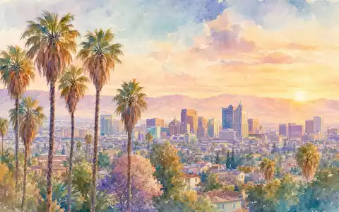 PayPal Holdings Inc (US70450Y1038) verortet sich in San Jose mit pastellfarbener Skyline und Palmen - Foto: THN