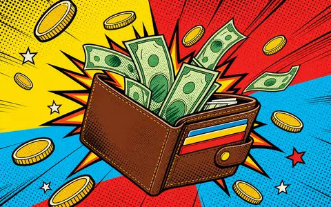 PayPal Holdings Inc (US70450Y1038) als knallbuntes Pop-Art-Bild mit fliegenden Münzen aus Geldbörse - Foto: THN