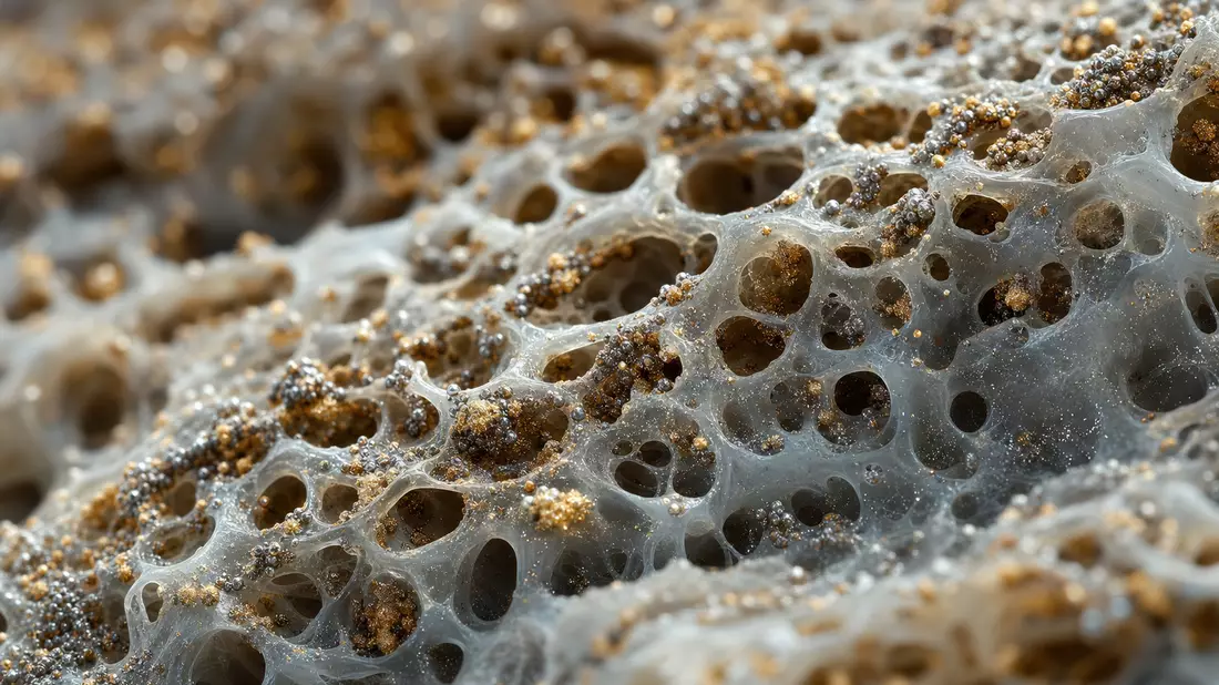 Extreme Makro-Nahaufnahme der Membranmikrostruktur einer Brennstoffzelle mit Nanoporen