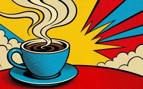 Nestlé S.A. CH0038863350 – Pop-Art-Comic mit Kaffeetasse und Dampfschwaden im knalligen Halftone-Raster - Foto: THN