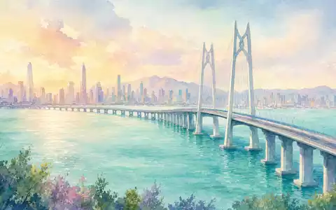 BYD Company Ltd (CNE100000296) – Aquarellgemälde der Shenzhen-Skyline mit Bay-Bridge in weichen Pastellfarben. - Foto: THN