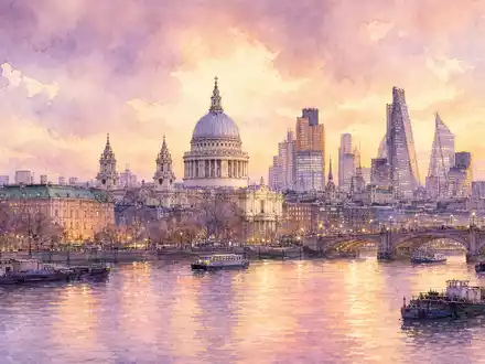 BP plc GB0007980591 mit Londoner Heimatstadt – St. Paul's Cathedral in weichen Pastellfarben gemalt - Foto: THN