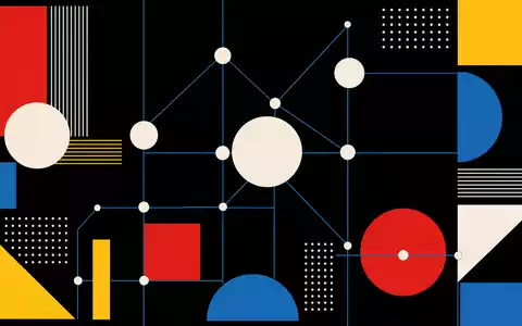Palantir Technologies Inc (US69608A1088) – Bauhaus-Poster zeigt stilisiertes Knoten-Netzwerk in Schwarz, Weiß und Hellblau - Foto: THN