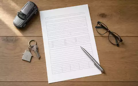 Zurich Insurance Group AG CH0011075394 – Flatlay mit Versicherungsformular, Stift, Brille, Hausschlüssel und Modellauto - Foto: THN