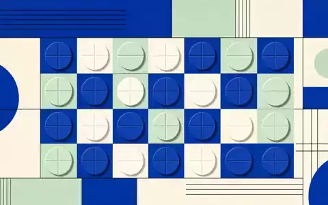 Novartis AG CH0012005267 – Bauhaus-Poster mit stilisiertem Tabletten-Raster in Blau, Weiß und Hellgrün - Foto: THN