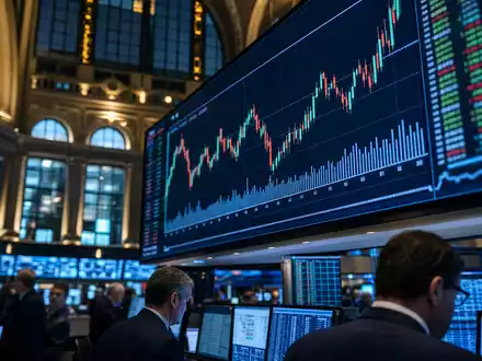 Novartis AG CH0012005267 – Börsentafel mit Pharmacharts und Händlern auf belebtem Schweizer Trading-Floor - Foto: THN