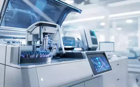 Roche Holding AG CH0012032048 – Diagnostik-Analysegerät verarbeitet biologische Proben im modernen klinischen Labor - Foto: THN