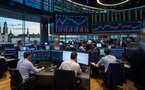 Roche Holding AG CH0012032048 – SMI-Kurstafel mit Pharma-Charts auf dynamischem Trading-Floor in Zürich - Foto: THN