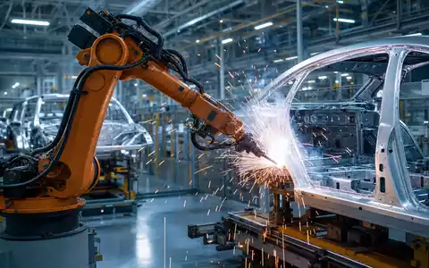 ABB Ltd (CH0012221716) setzt Industrieroboter beim präzisen Lichtbogenschweißen in moderner Fabrik ein - Foto: THN