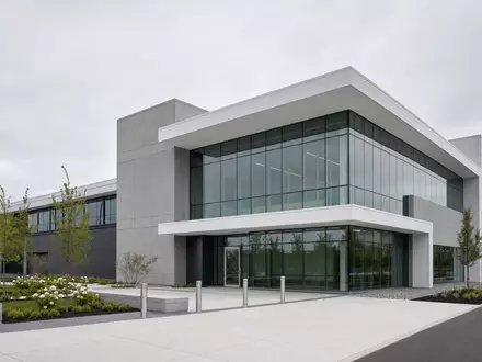 Lonza CH0013841017 modernes Biotech Werk mit Glas Beton Fassade sauber und funktional - Foto: THN