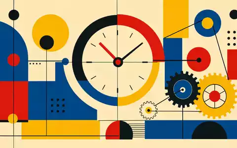 Richemont CH0045159024 interpretiert Zeit und Uhrwerk als geometrische Bauhaus-Komposition in PrimÀrfarben und Beige. - Foto: THN