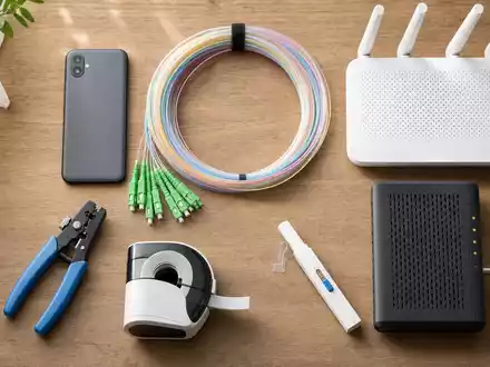 Swisscom AG (CH0008742519) – Telekommunikations-Werkzeuge als Flatlay auf natürlicher Holzoberfläche arrangiert mit Smartphone und Router - Foto: THN