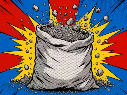 Holcim AG CH0012214059 Pop Art Zementsack mit Halftone Punkten fetten Comic Outlines und Primärfarben - Foto: THN