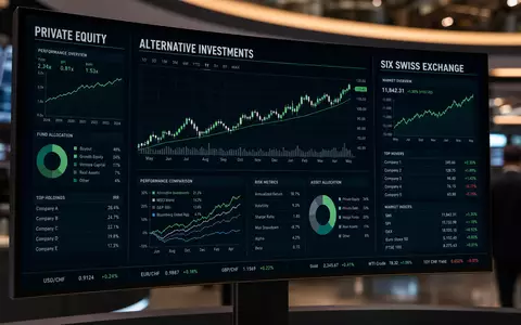 Partners Group CH0024608827 Börsen-Bildschirm mit PRIVATE EQUITY, SIX SWISS und aufwärts Charts - Foto: THN