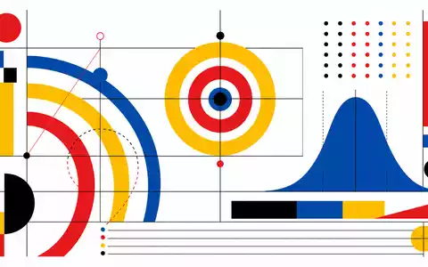 Swiss Re Risikomanagement: Bauhaus-Poster mit geometrischen Kurven, Schweizer Rot und Primärfarben, CH0126881561 - Foto: THN