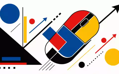 Logitech CH0025751329 – Bauhaus-Poster: geometrische Maus-Form mit Primärfarben, Pfeilen und klarer grafischer Komposition - Foto: THN