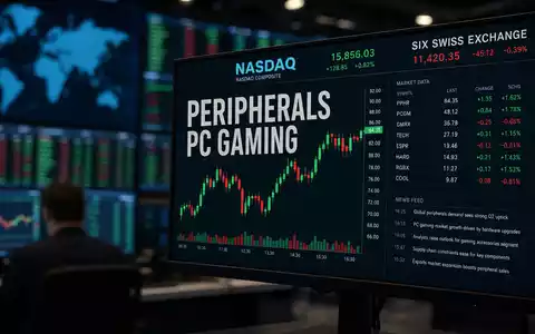 Logitech CH0025751329 an NASDAQ und SIX: Börsenbildschirm mit PERIPHERALS, PC GAMING und Kursdiagramm - Foto: THN