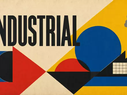 Bauhaus-Poster mit geometrischen Formen und Fabrikmotiv steht sinnbildlich für 3M Company, ISIN US88579Y1010, Industriesektor - Foto: THN