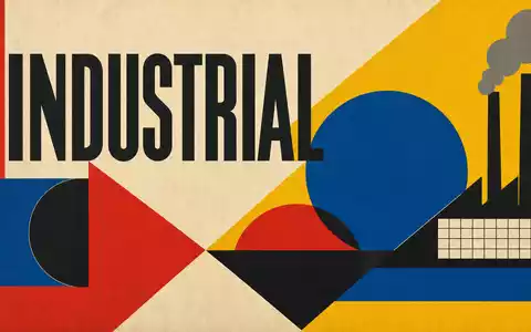 Bauhaus-Poster mit geometrischen Formen und Fabrikmotiv steht sinnbildlich für 3M Company, ISIN US88579Y1010, Industriesektor - Foto: THN