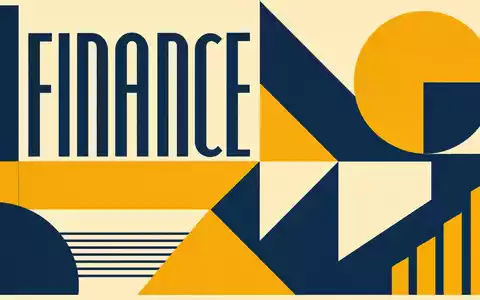 Bauhaus-Poster mit geometrischen Formen und Sektor-Kürzel FINANCE, American Express Co. (US0258161092), Finanzdienstleistungsbranche Grafikdesign - Foto: THN