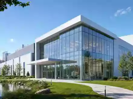 Amgen Inc. (ISIN US0311621009) passend visualisiert als architektonischer Render einer modernen Biopharma-Forschungsanlage - Foto: THN
