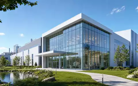 Amgen Inc. (ISIN US0311621009) passend visualisiert als architektonischer Render einer modernen Biopharma-Forschungsanlage - Foto: THN