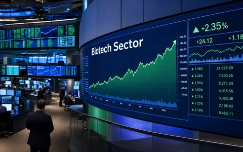 Amgen Inc. (ISIN US0311621009) thematisiert dieses Börsen-Editorial mit Nasdaq-Handelssaal und ansteigenden Biotech-Sektor-Kurscharts auf großen Bildschirmen - Foto: THN