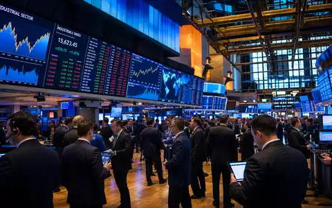 Börsen-Editorial-Aufnahme zu Caterpillar Inc. (ISIN US1491231015) zeigt Trading-Floor mit Industriesektor-Charts und aktiven Händlern - Foto: THN