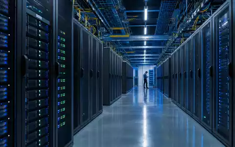 Fotorealistischer Serverraum symbolisiert die Netzwerktechnik von Cisco Systems Inc., ISIN US17275R1023, für Anleger visualisiert - Foto: THN
