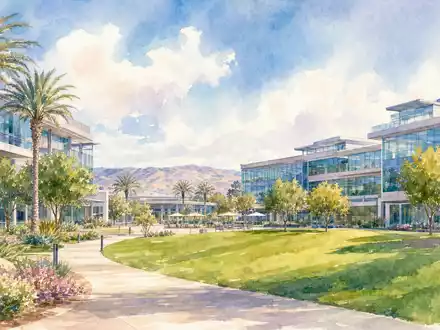 Aquarellmalerei eines Technologie-Campus in San Jose steht sinnbildlich für Cisco Systems Inc., ISIN US17275R1023 - Foto: THN