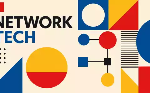 Bauhaus-Poster mit geometrischen Formen und Sektor-Schriftzug repräsentiert die Branche von Cisco Systems Inc., ISIN US17275R1023 - Foto: THN