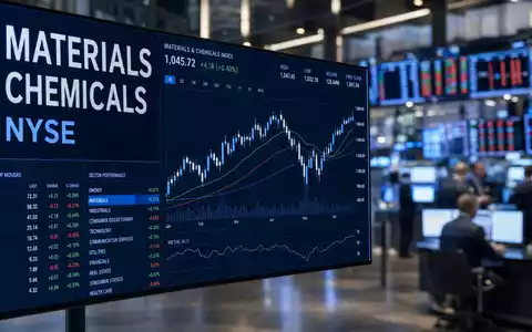 Dow Inc. US2605571031 Börsen Editorial: Bildschirm zeigt MATERIALS, CHEMICALS, NYSE und neutrale Kursdiagramme. - Foto: THN