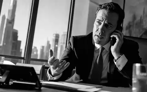 Goldman Sachs US38141G1040 Investmentbanker im Anzug führt intensives Deal Telefonat am Handy dokumentarisch - Foto: THN