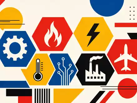 Honeywell US4385161066 Bauhaus Poster zeigt Sechseck Waben mit Industrie Icons in Primärfarben und Rot - Foto: THN