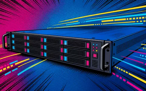 IBM Server als Pop Art Comic mit Halftone Punkten und dynamischen Datenströmen US4592001014 - Foto: THN