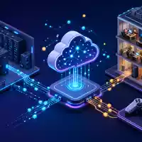 Microsoft Corporation (US5949181045) isometrisches 3D: Cloud, Server, Rechenzentrum, Office und Gaming-Konsole verbunden - Foto: THN