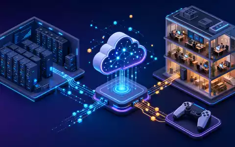 Microsoft Corporation (US5949181045) isometrisches 3D: Cloud, Server, Rechenzentrum, Office und Gaming-Konsole verbunden - Foto: THN