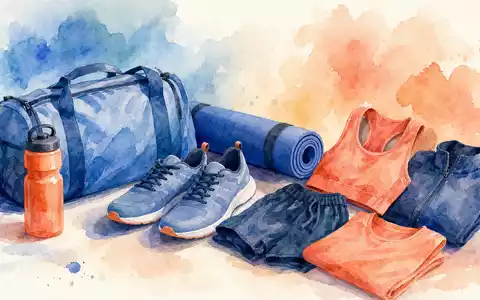 Nike Inc US6541061031 Sportausrüstung als farbenfrohes Aquarell mit Sneakern und Sporttasche künstlerisch dargestellt - Foto: THN
