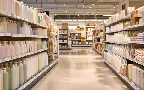 Procter und Gamble US7427181091 zeigt breite Supermarkt Regale mit generischen Pflegeprodukten in hellen Pastellfarben - Foto: THN