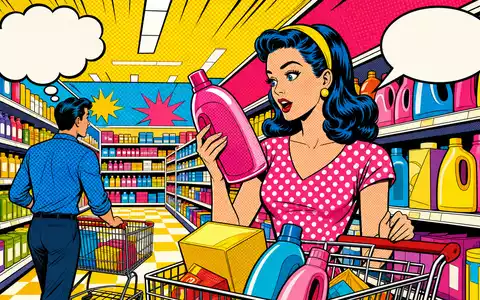 Procter Konsumgueterwelt US7427181091 als buntes Pop Art Comic mit Supermarkt Szene im Lichtenstein Stil dargestellt - Foto: THN