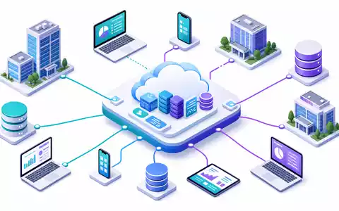 Salesforce US79466L3024 als isometrische 3D Illustration einer Cloud Plattform mit vernetzten Gebäuden und digitalen Geräten - Foto: THN