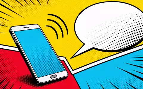 Verizon US92343V1044 – Pop-Art-Comic-Illustration zeigt ein generisches Smartphone mit großer Sprechblase als Mobilfunksymbol - Foto: THN