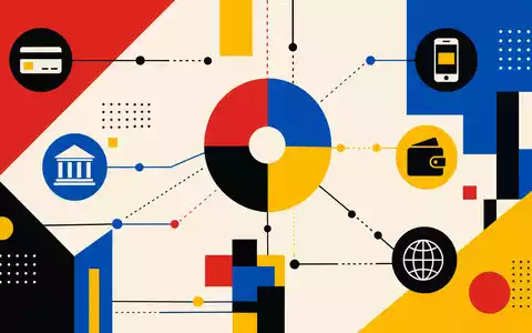 Visa Inc US92826C8394 abstrahiert das globale Zahlungsnetzwerk als Bauhaus-Poster in geometrischen Primärfarben gestaltet - Foto: THN