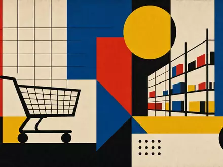 Walmart US9311421039 als Bauhaus Poster mit geometrischen Primärfarben und abstrakten Einzelhandel Motiven - Foto: THN
