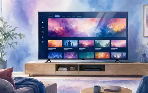 Disney US9314271084 illustriert Streaming als zartes Aquarell mit anonymem TV-Interface im modernen Wohnzimmer - Foto: THN
