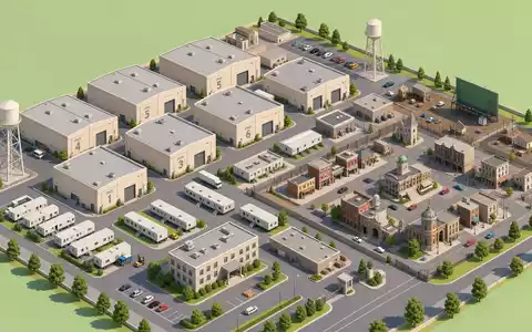 Disney US9314271084 als isometrisches 3D-Modell mit detailliertem generischen Filmstudio-Campus und einem Wasserturm - Foto: THN