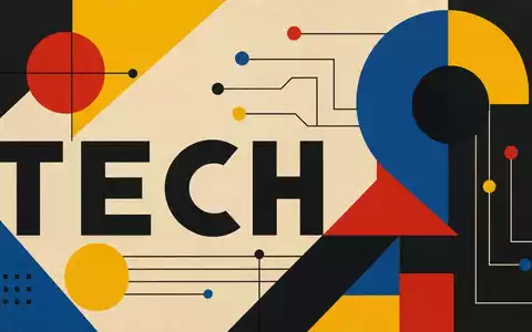 Broadcom US11135F1012 als Bauhaus Poster mit geometrischen PrimÀrfarben und abstraktem KI Chip Motiv im Konstruktivismus - Foto: THN